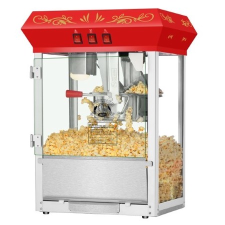 SUPERIOR POPCORN CO Countertop Movie Night Popcorn Popper Machine-Makes Approx. 3 Gallons Per Batch-- (8 oz., Red) 812604WSN